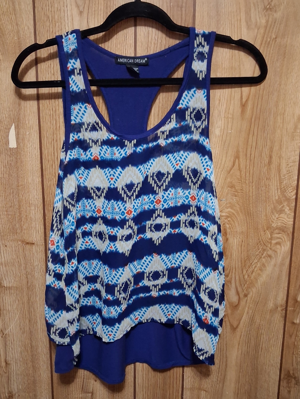 Boho Chiffon Hi Low Layered Tank Top Women's XS Royal Blue Fluttery Fairy